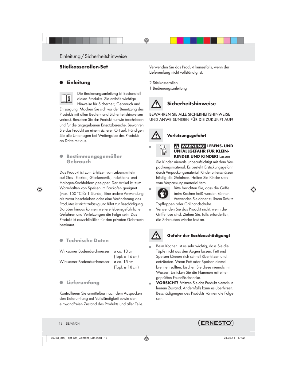 Einleitung / sicherheitshinweise | Ernesto Z29058 User Manual | Page 14 / 16