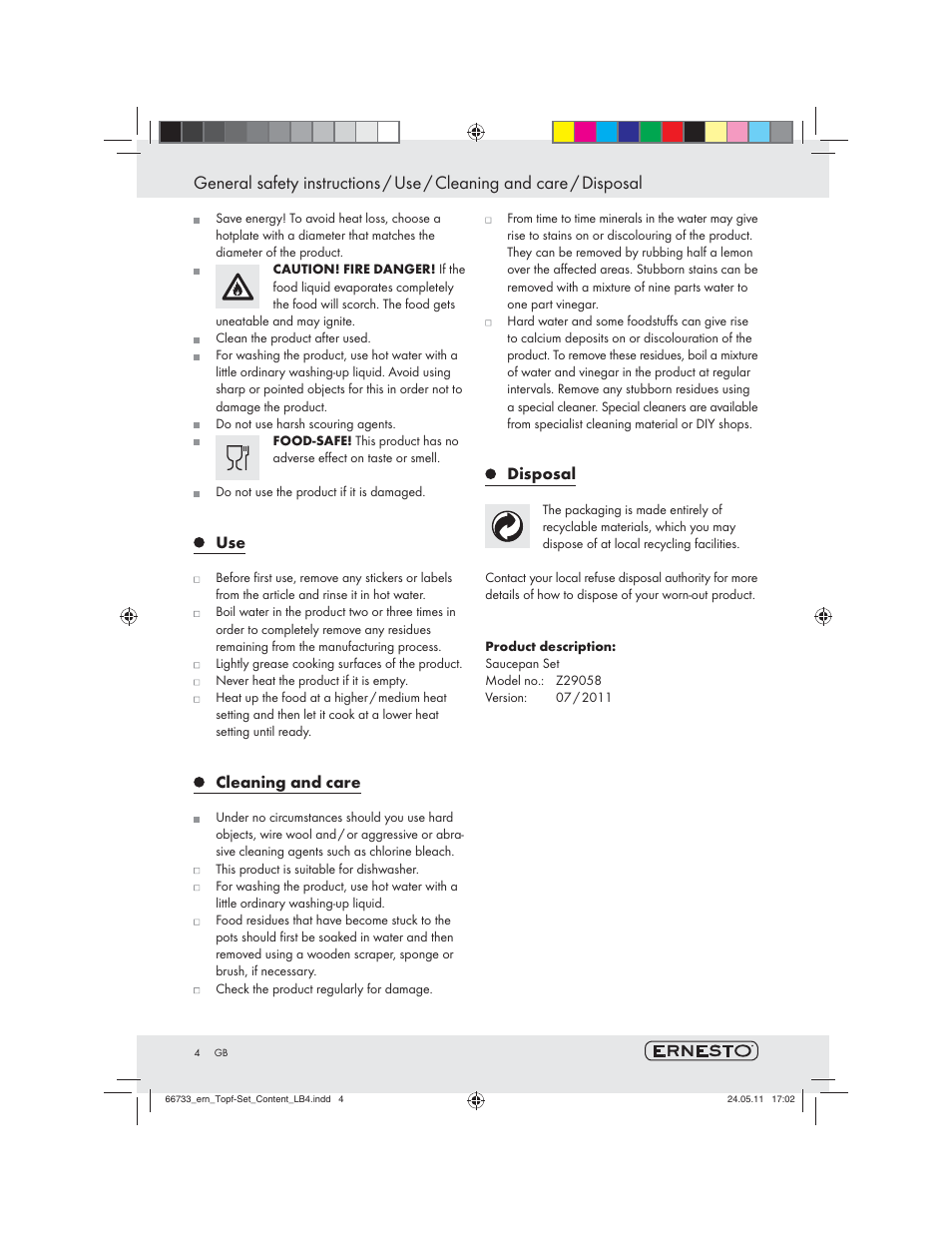 Ernesto Z29058 User Manual | Page 2 / 16