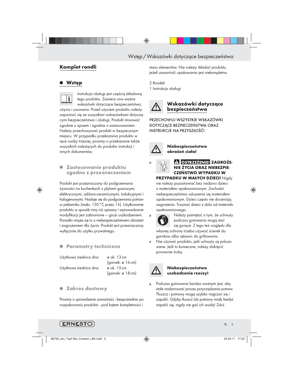 Wstęp / wskazówki dotyczące bezpieczeństwa | Ernesto Z29058 User Manual | Page 3 / 16