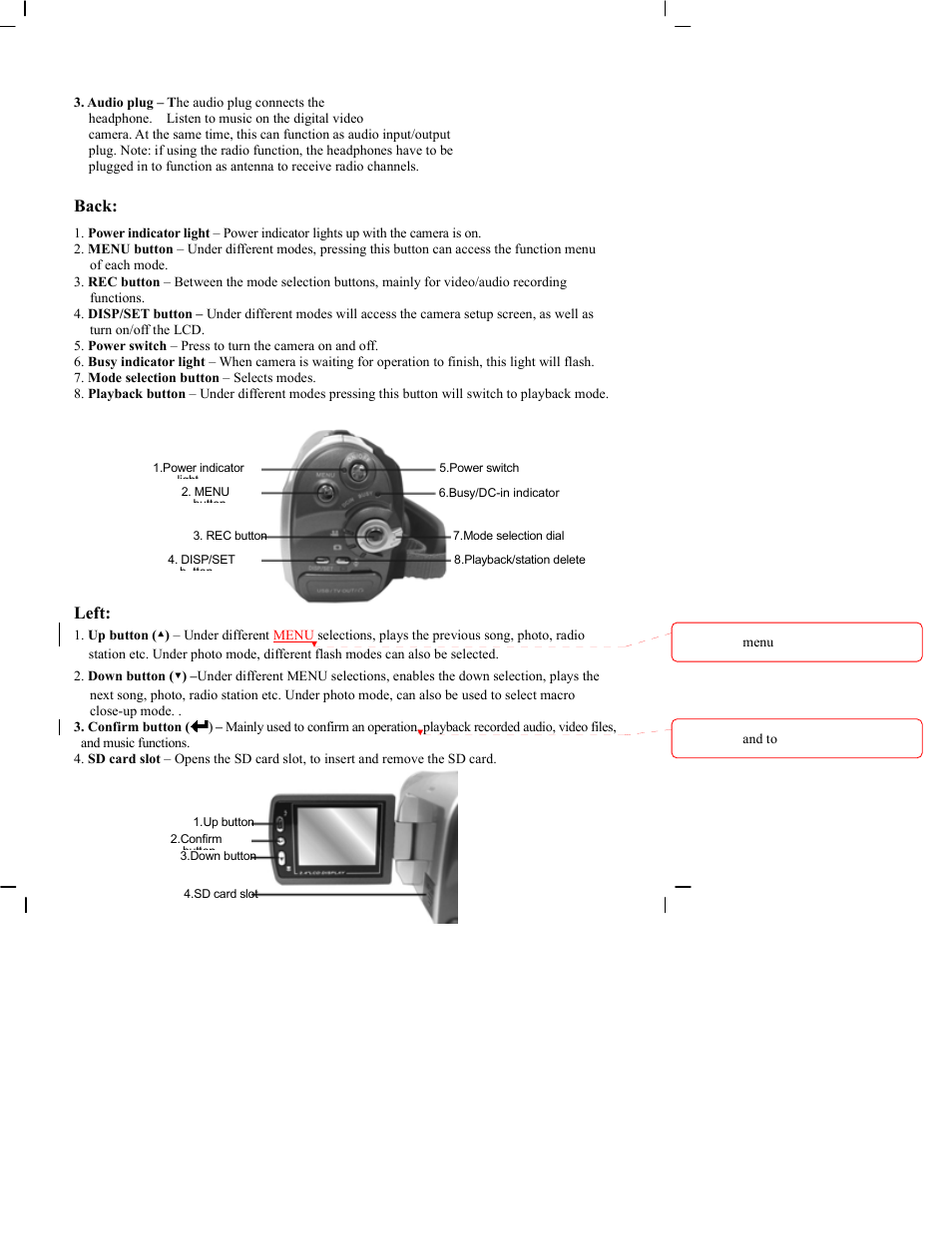 Back, Left | DXG Technology DXG-505V User Manual | Page 10 / 60