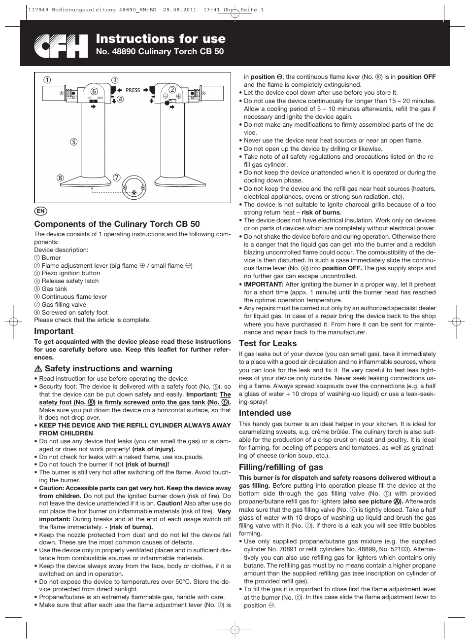 Ernesto CB 50 User Manual | 2 pages