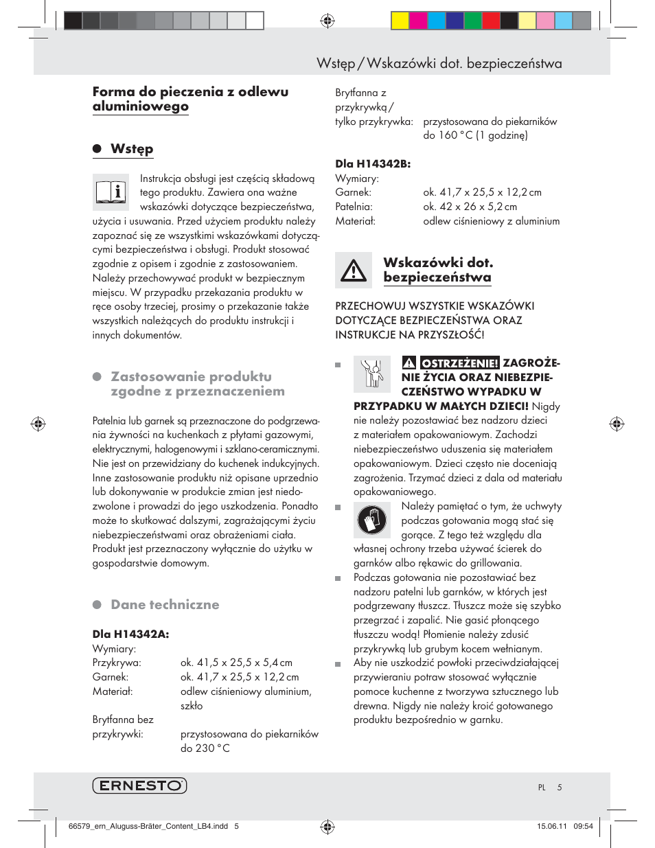 Wstęp / wskazówki dot. bezpieczeństwa | Ernesto H14342A / H14342B User Manual | Page 3 / 14