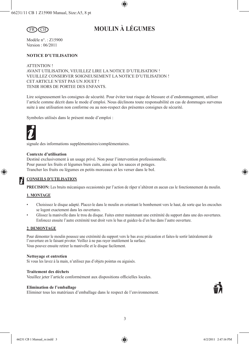 Moulin à légumes | Ernesto Z15900 User Manual | Page 4 / 7