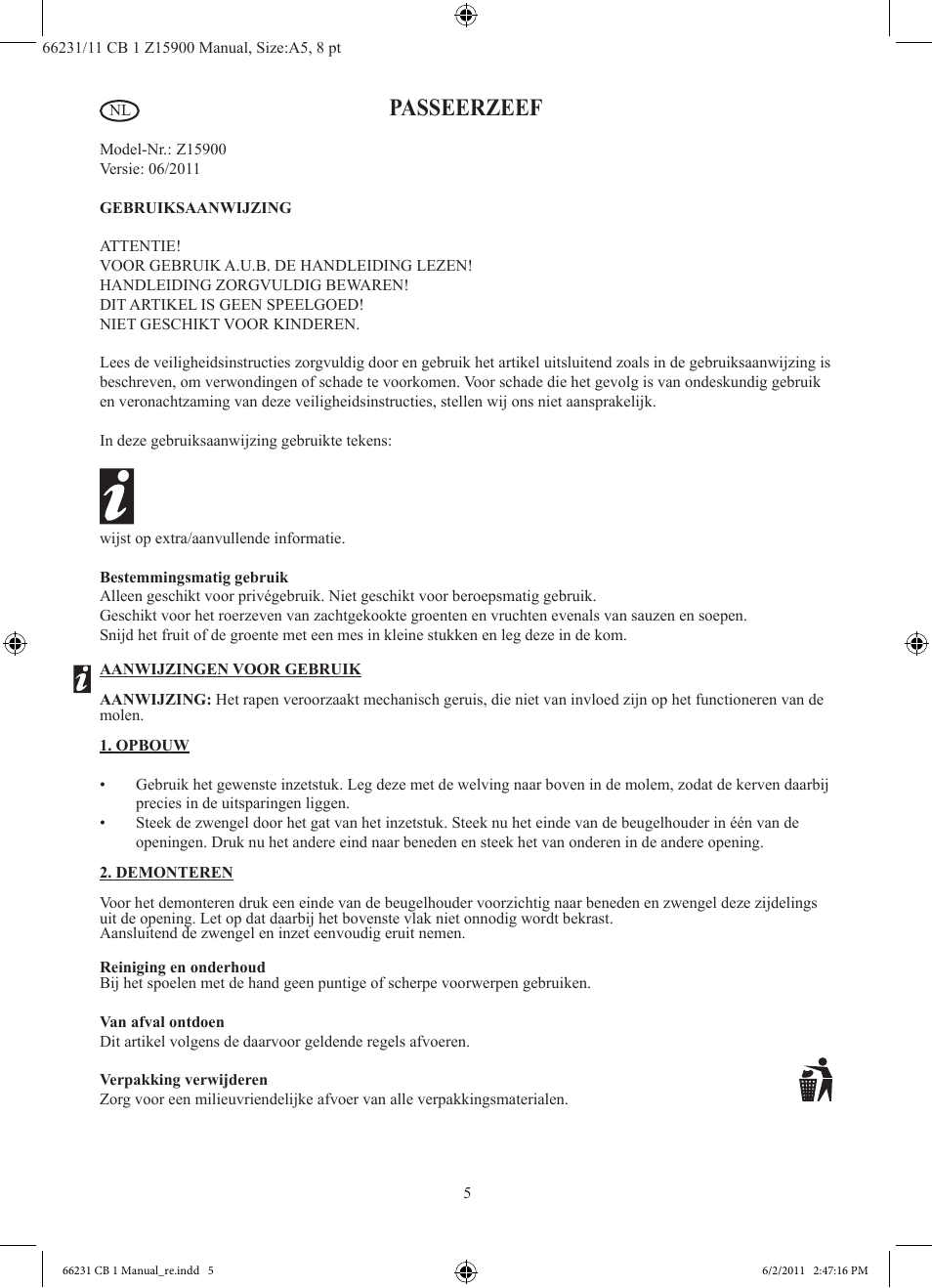 Passeerzeef | Ernesto Z15900 User Manual | Page 6 / 7