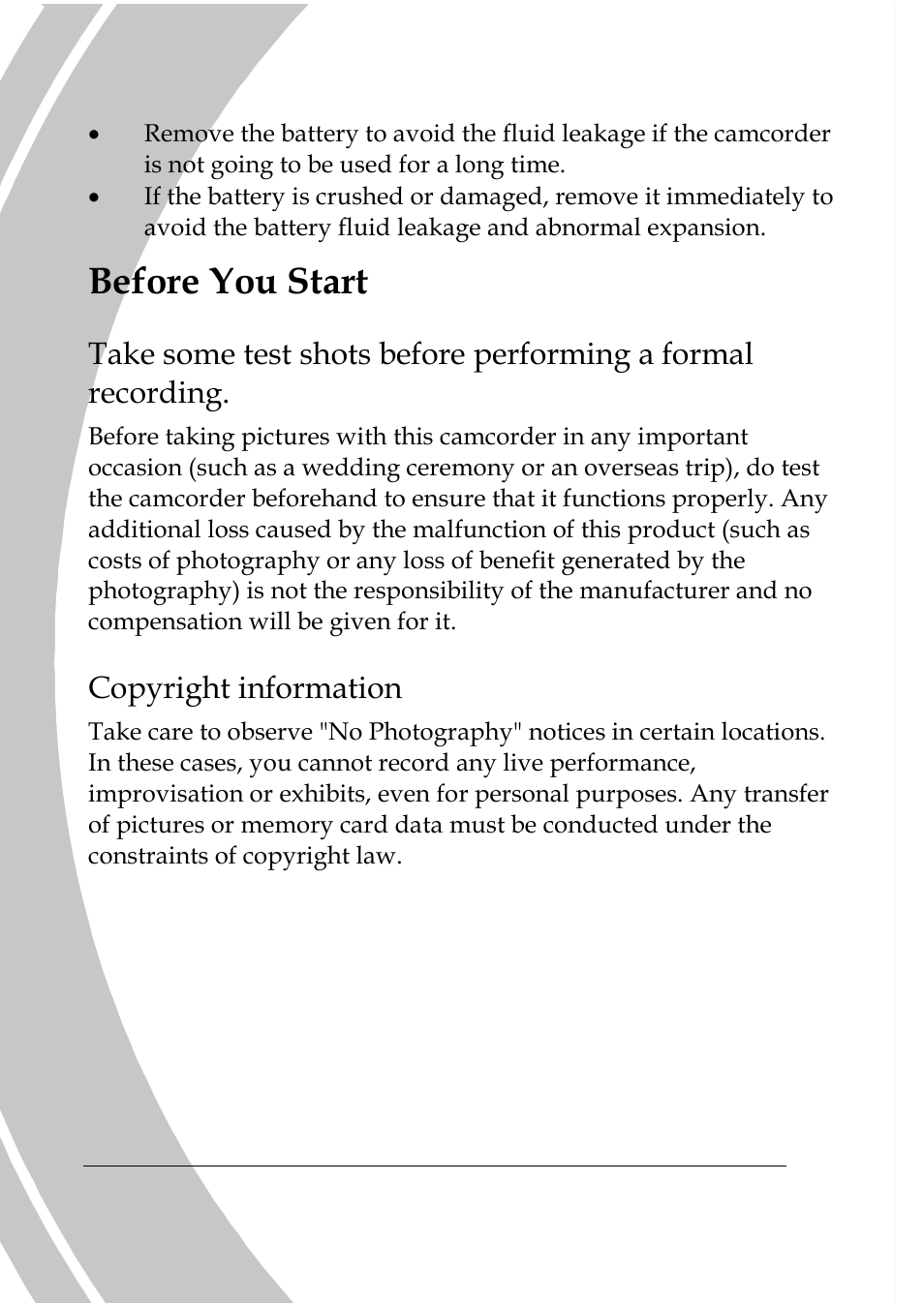 Before you start, Copyright information | DXG Technology DXG-A85V HD User Manual | Page 10 / 78
