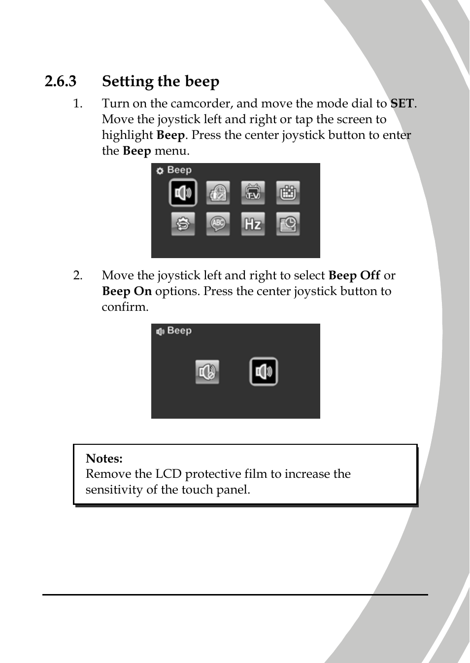 Setting the beep, 3 setting the beep | DXG Technology DXG-A85V HD User Manual | Page 27 / 78