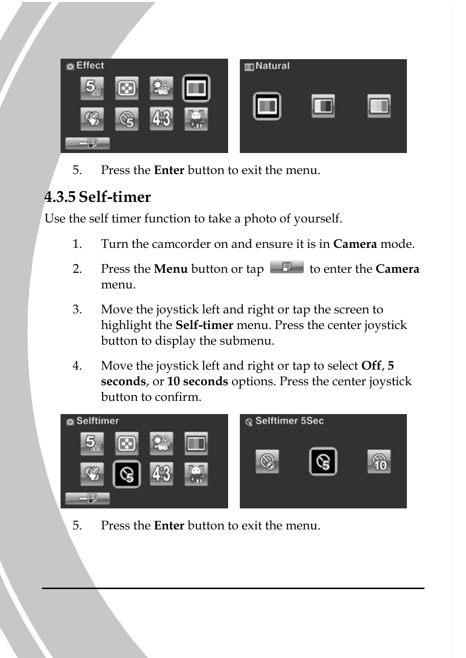 Selftimer, 5 self-timer | DXG Technology DXG-A85V HD User Manual | Page 58 / 78