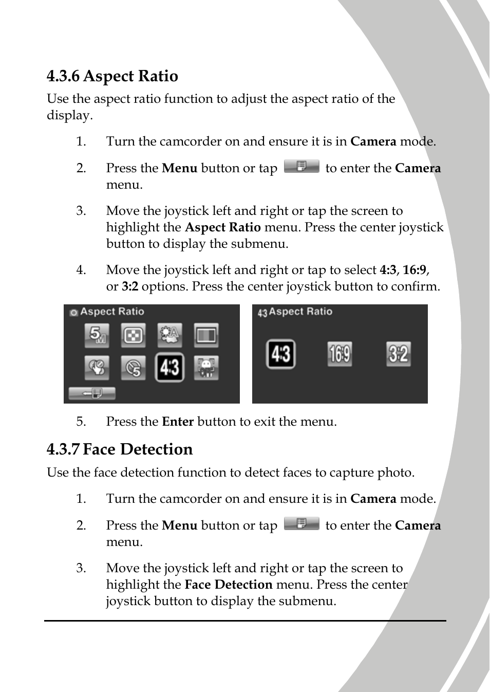 Aspect ratio, Face detection, 6 aspect ratio | 7 face detection | DXG Technology DXG-A85V HD User Manual | Page 59 / 78