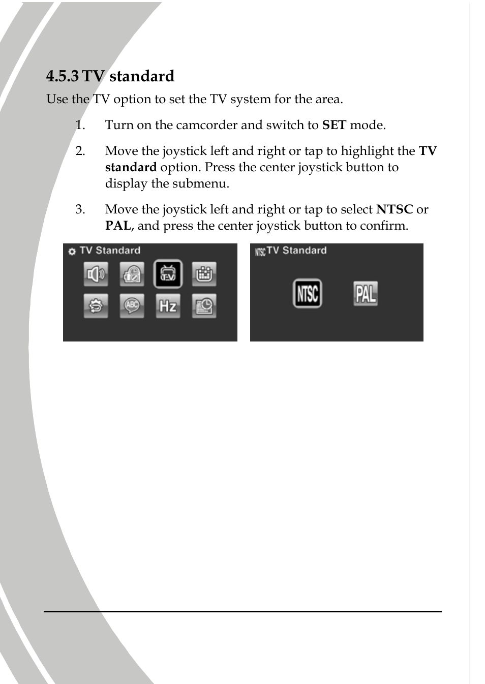 Tv standard, 3 tv standard | DXG Technology DXG-A85V HD User Manual | Page 66 / 78