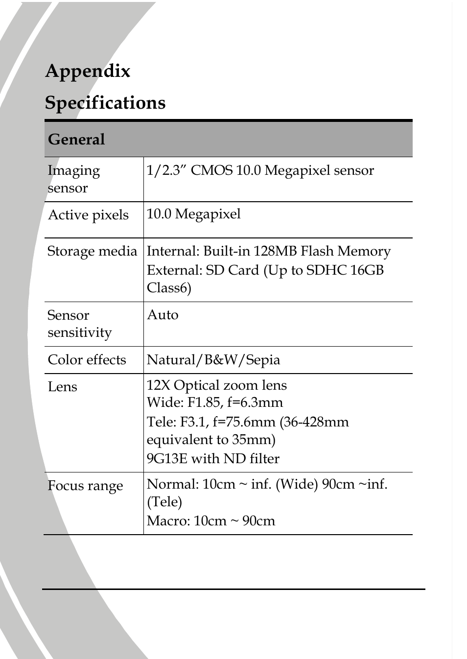 Appendix, Specifications, Appendix specifications | DXG Technology DXG-A85V HD User Manual | Page 70 / 78