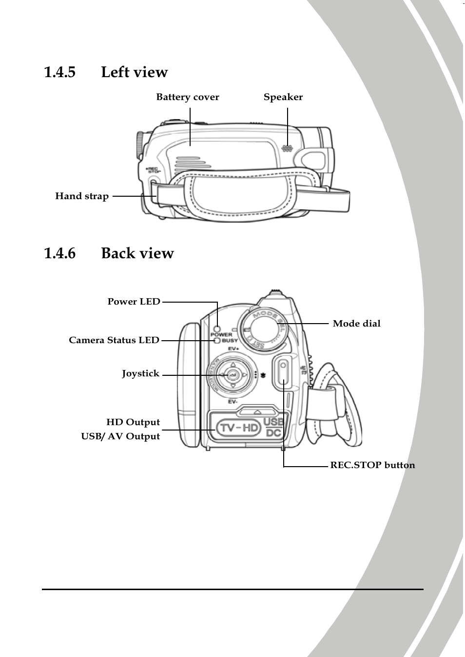 Left view, Back view, 5 left view | 6 back view | DXG Technology DXG-587V HD User Manual | Page 15 / 82