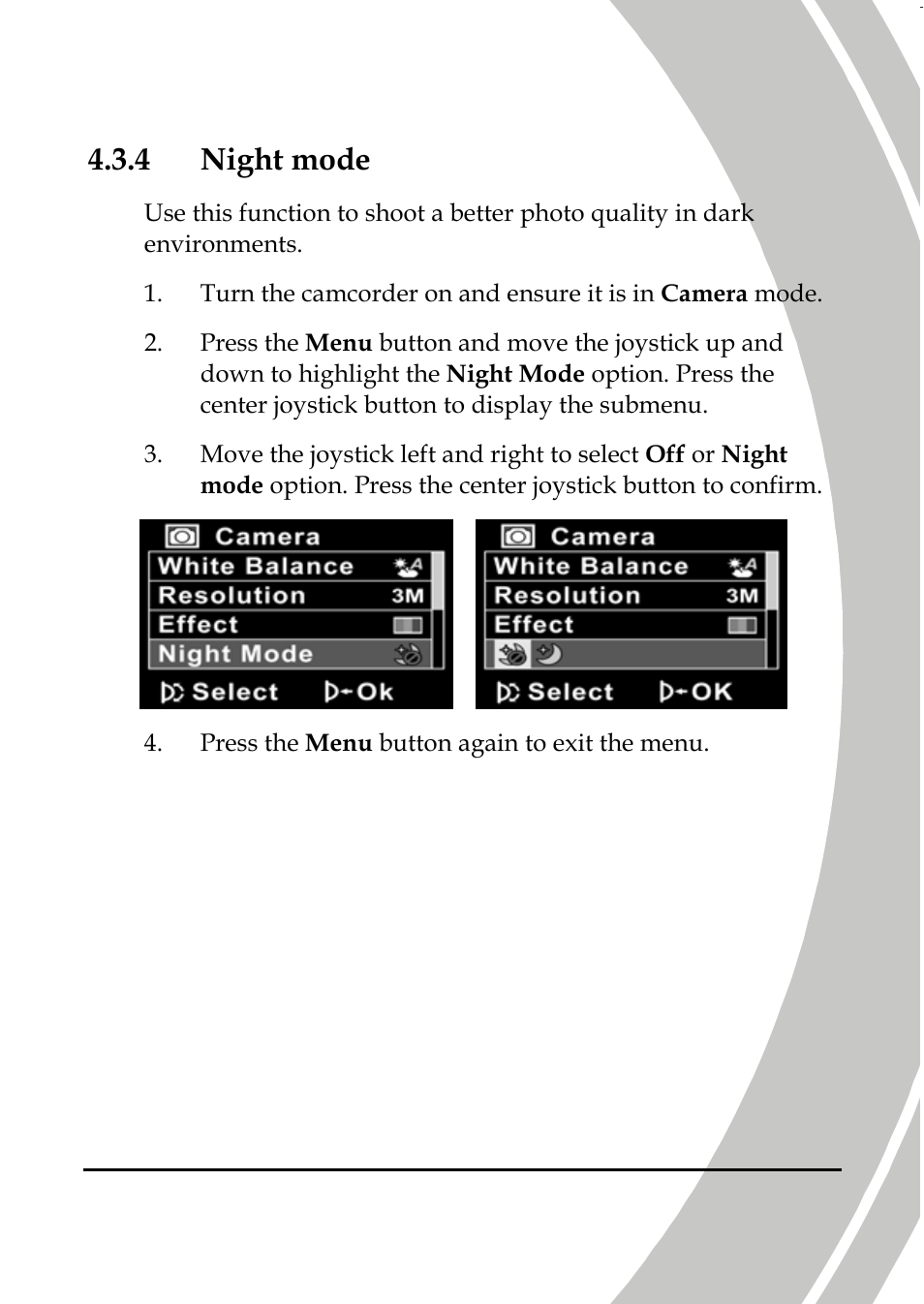 Night mode, 4 night mode | DXG Technology DXG-587V HD User Manual | Page 63 / 82