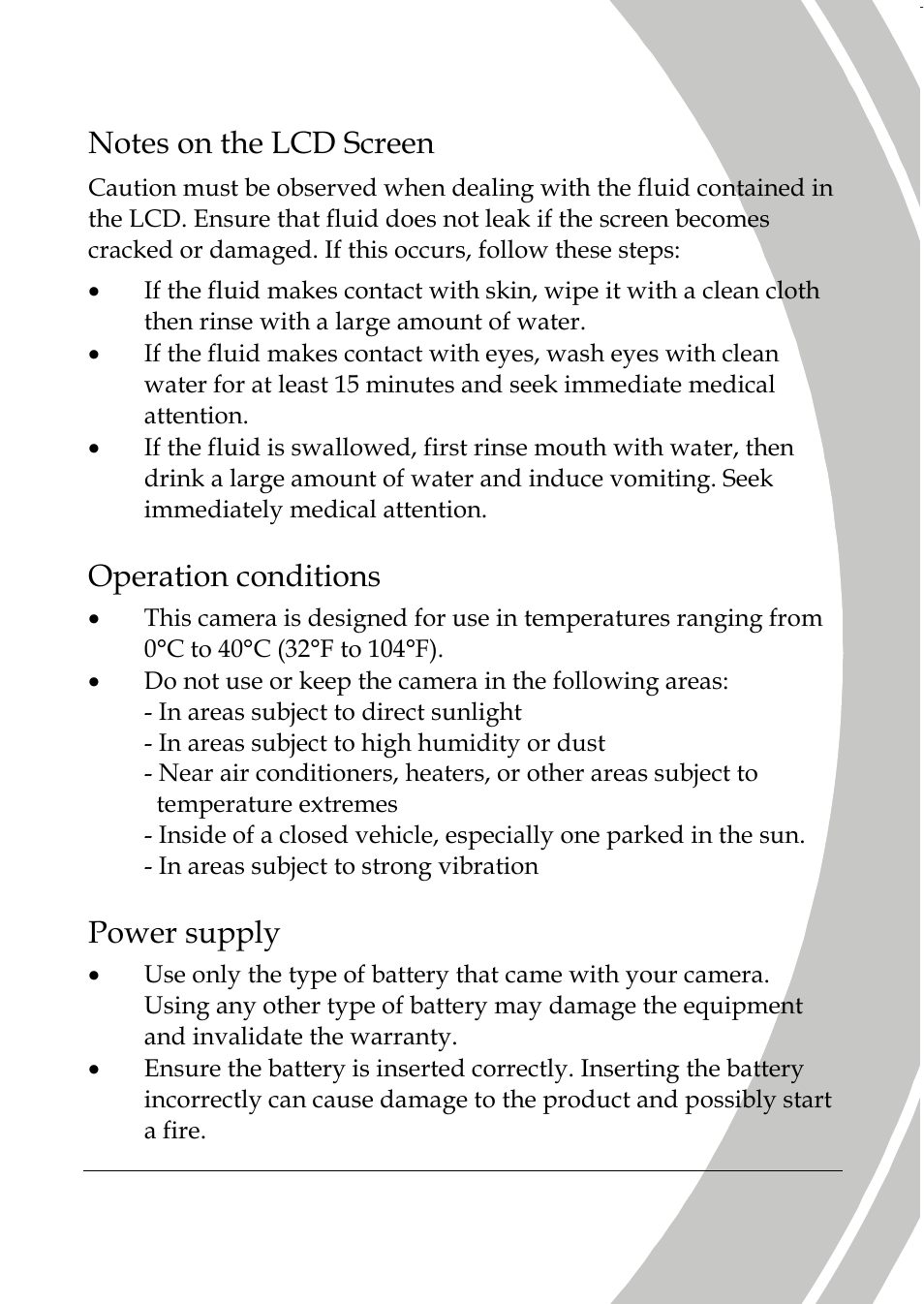 Operation conditions, Power supply | DXG Technology DXG-587V HD User Manual | Page 9 / 82