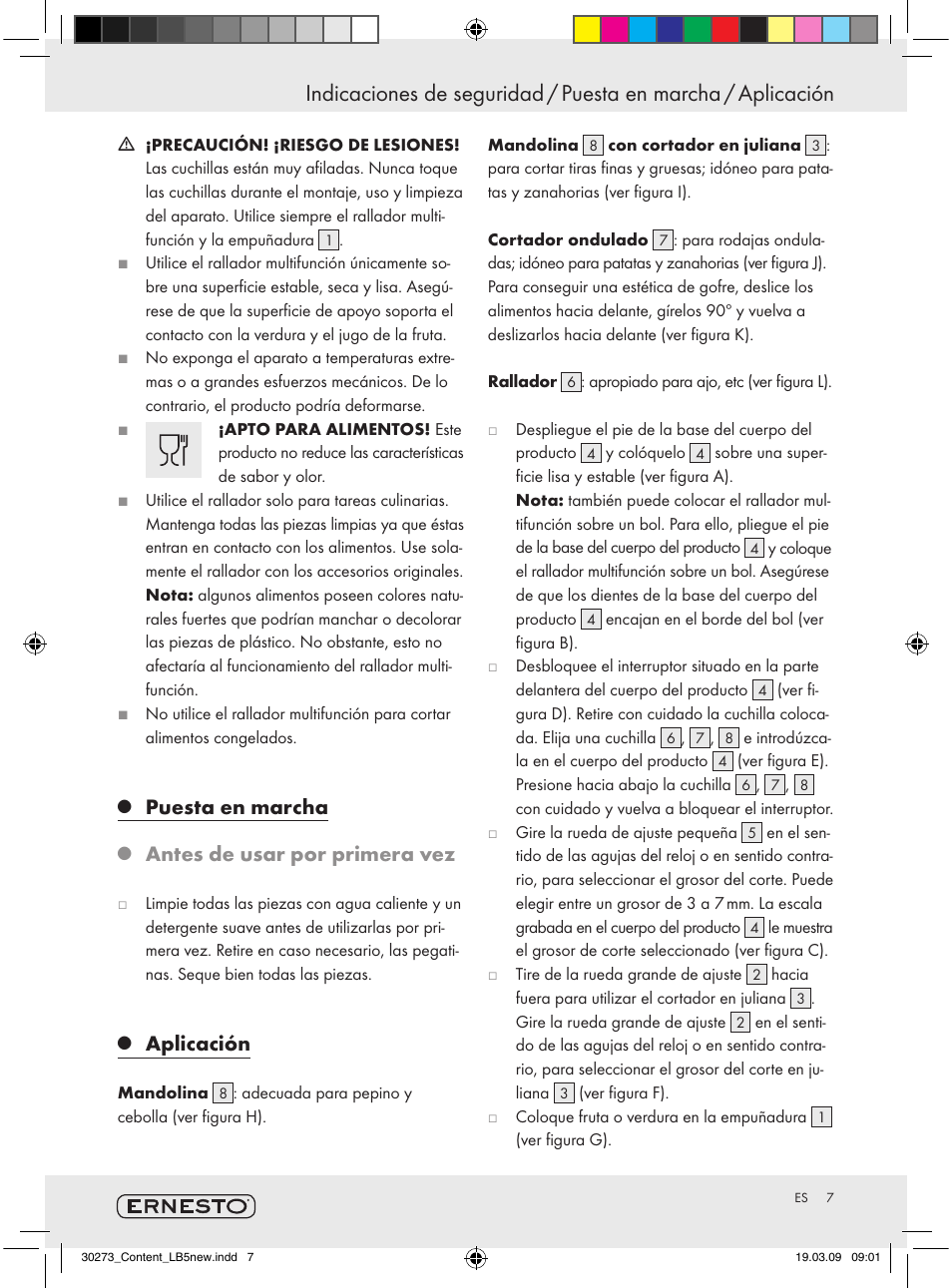 Puesta en marcha, Antes de usar por primera vez, Aplicación | Ernesto Z28071 User Manual | Page 5 / 18