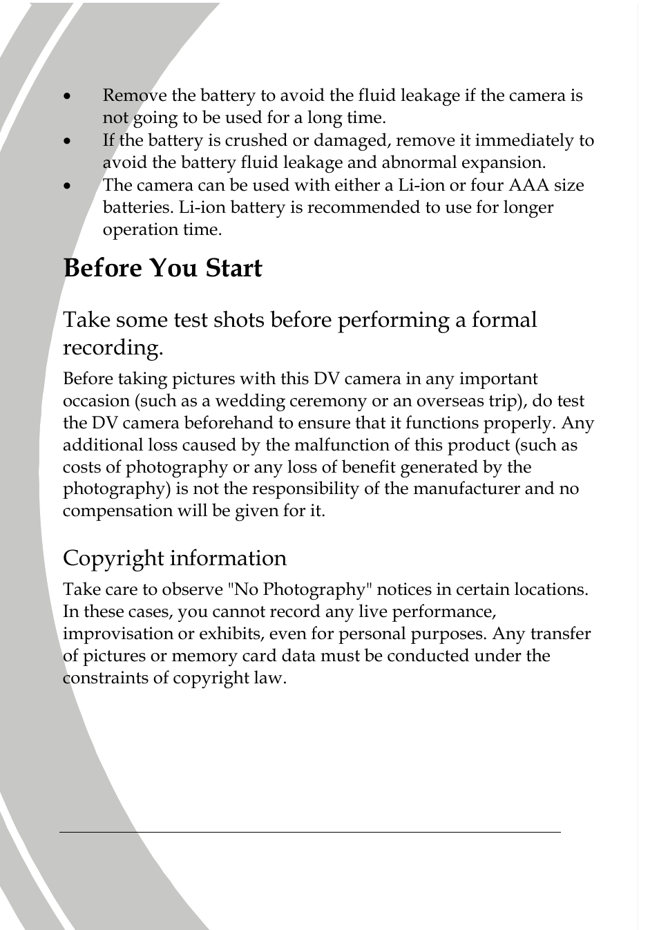 Before you start, Copyright information | DXG Technology DXG-595V User Manual | Page 10 / 85