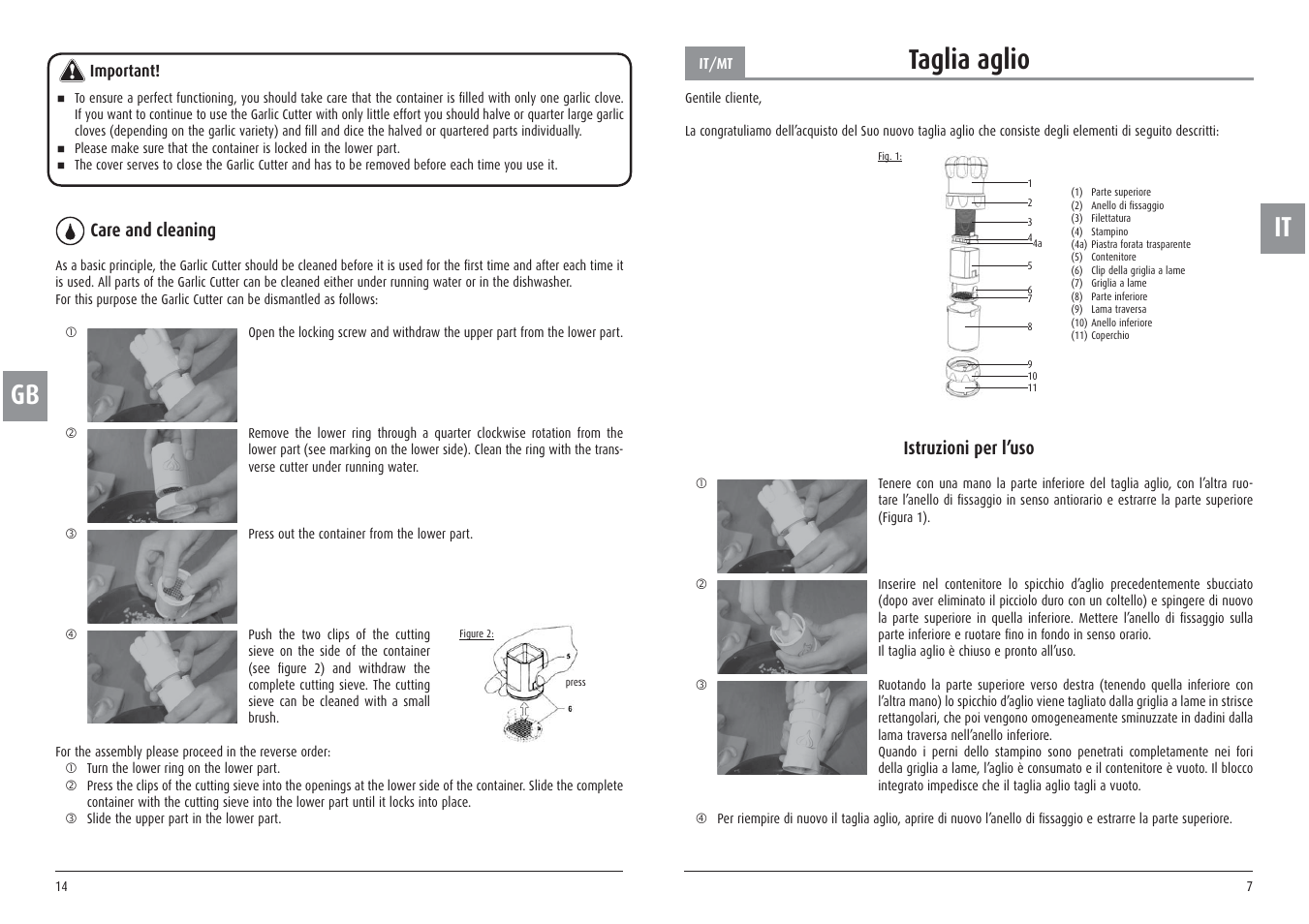 It taglia aglio | Ernesto Meat Tenderiser User Manual | Page 7 / 10