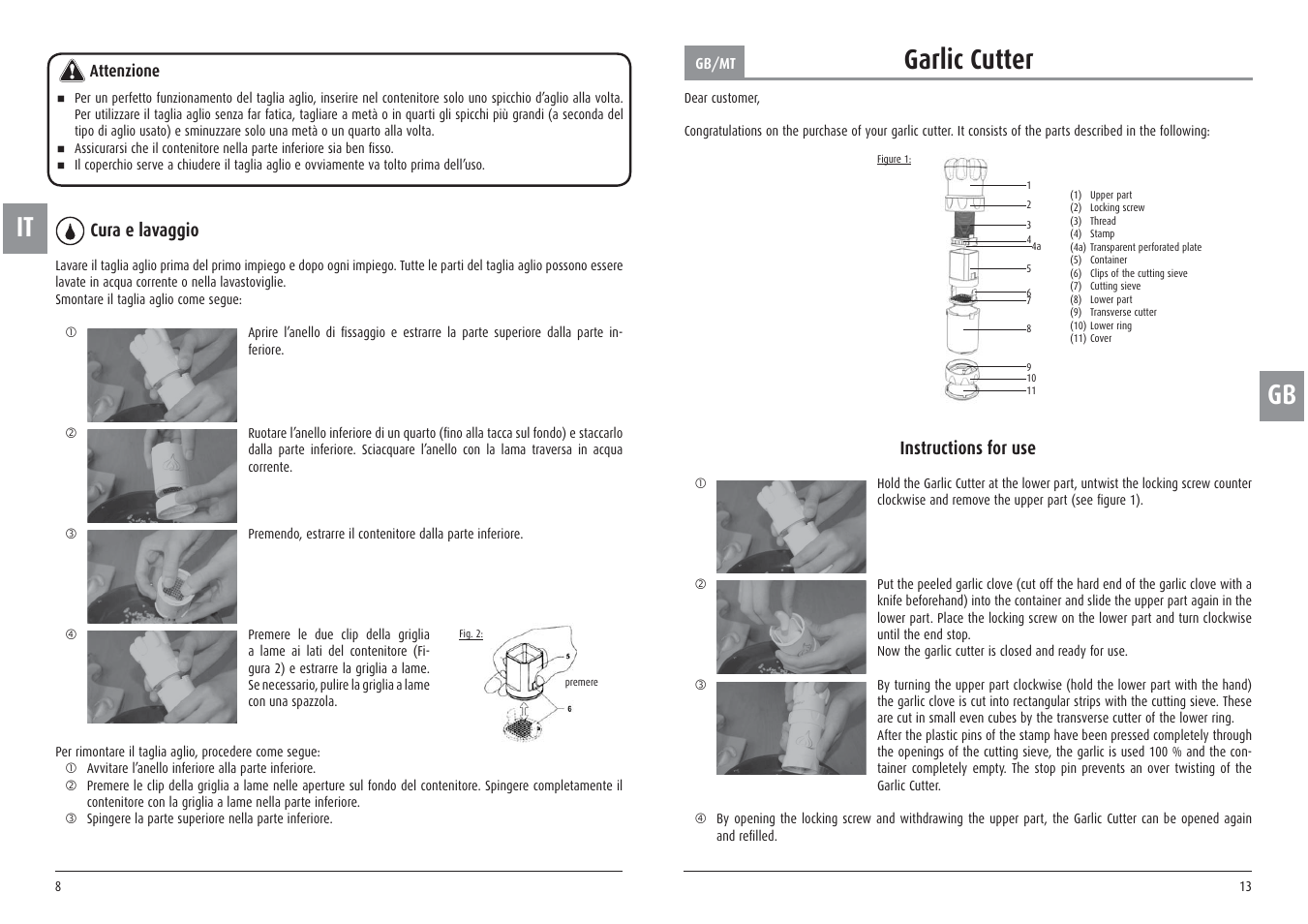 Gb garlic cutter | Ernesto Meat Tenderiser User Manual | Page 8 / 10