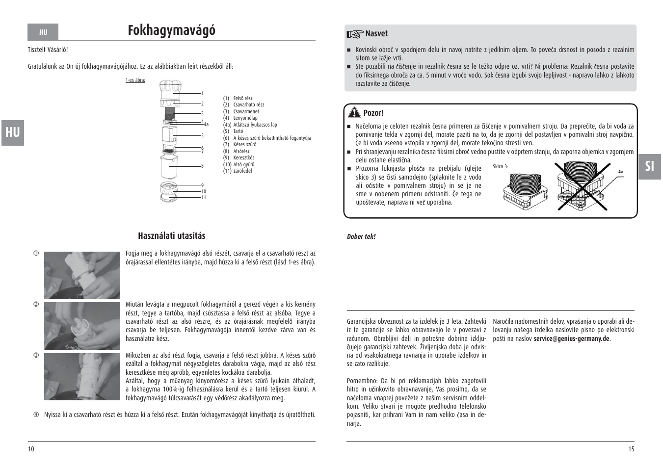 Hu fokhagymavágó, Használati utasítás | Ernesto Meat Tenderiser User Manual | Page 10 / 12