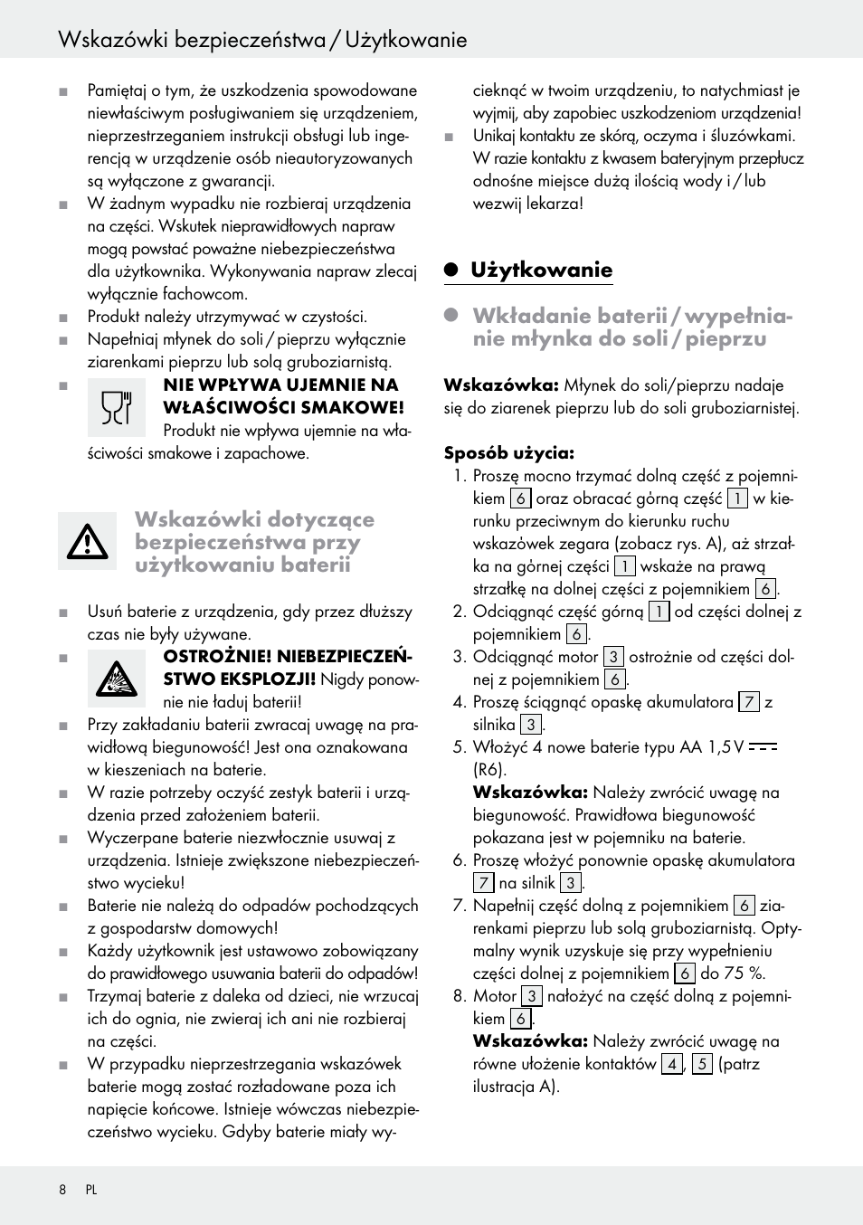 Wskazówki bezpieczeństwa / użytkowanie, Użytkowanie | Ernesto Z30264 User Manual | Page 8 / 27