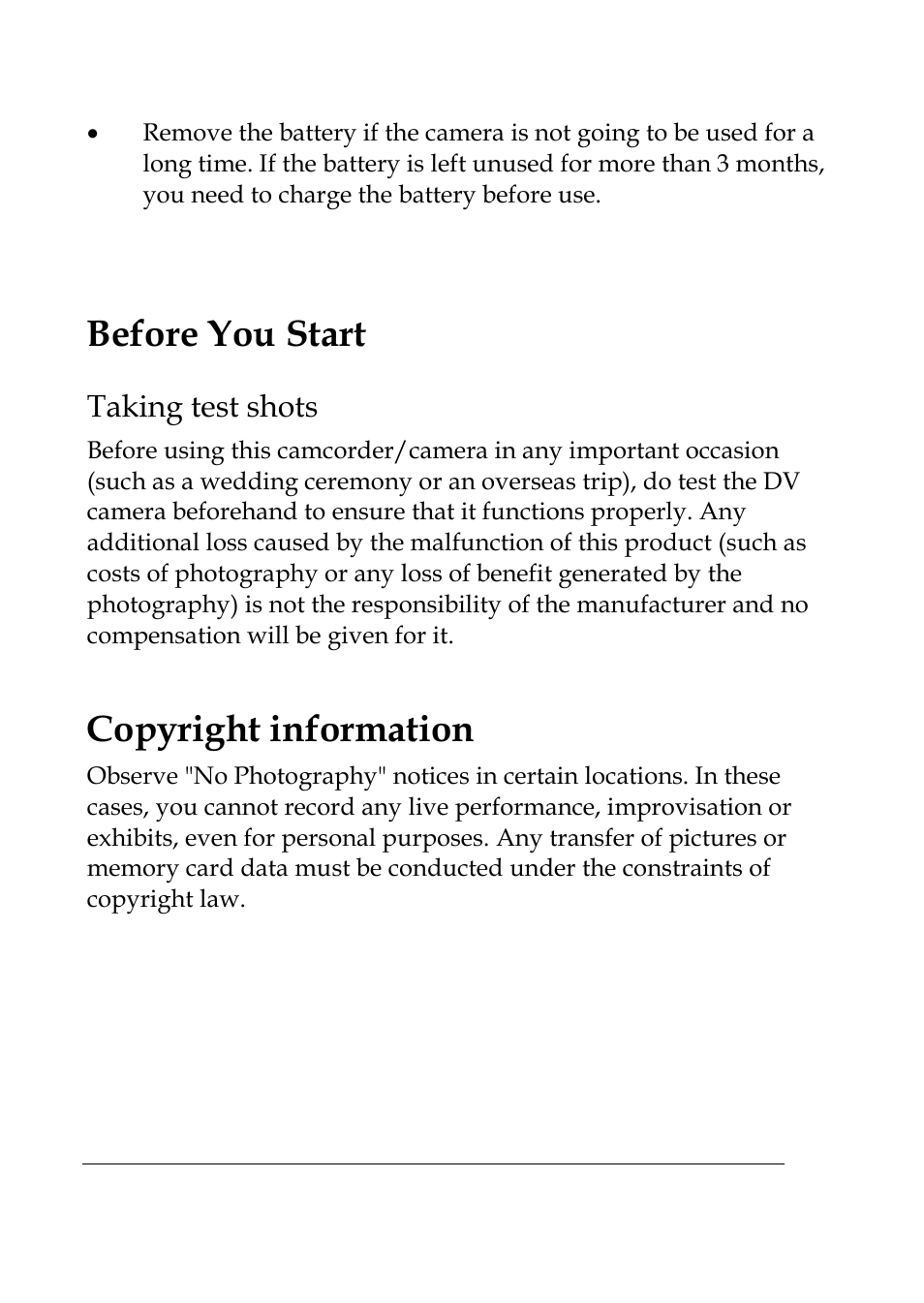 Before you start, Copyright information, Taking test shots | DXG Technology TWIST HD DXG-599V User Manual | Page 5 / 34