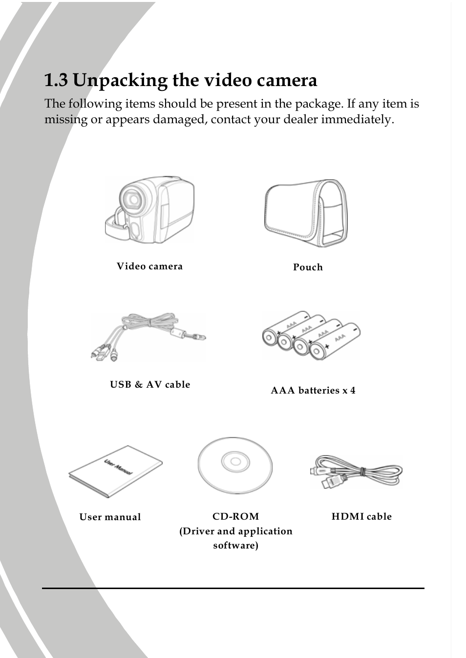 Unpacking the video camera, 3 unpacking the video camera | DXG Technology DXG-517V HD User Manual | Page 12 / 84