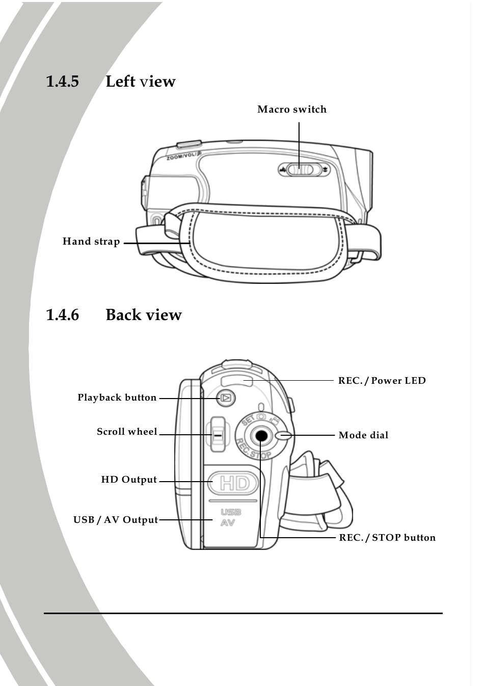 Left view, Back view, 5 left v iew | 6 back view | DXG Technology DXG-517V HD User Manual | Page 16 / 84