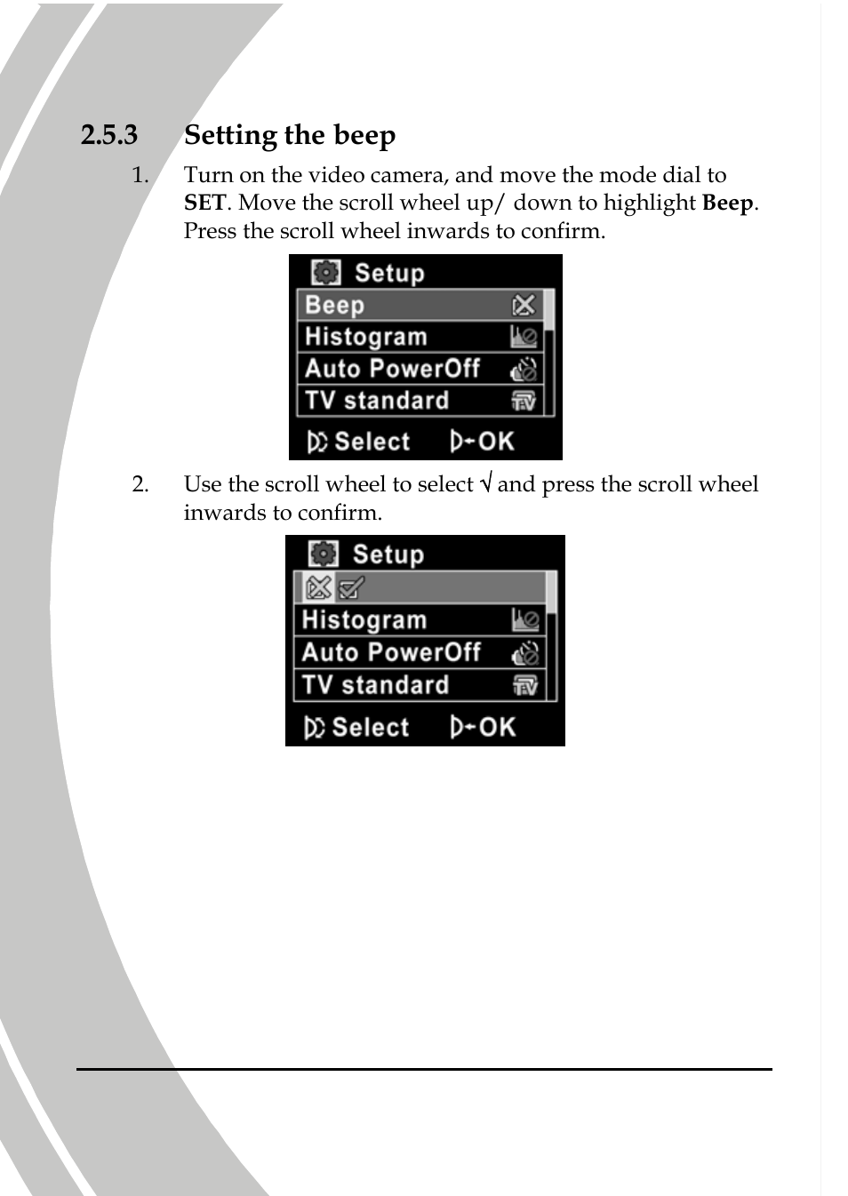 Setting the beep, 3 setting the beep | DXG Technology DXG-517V HD User Manual | Page 28 / 84