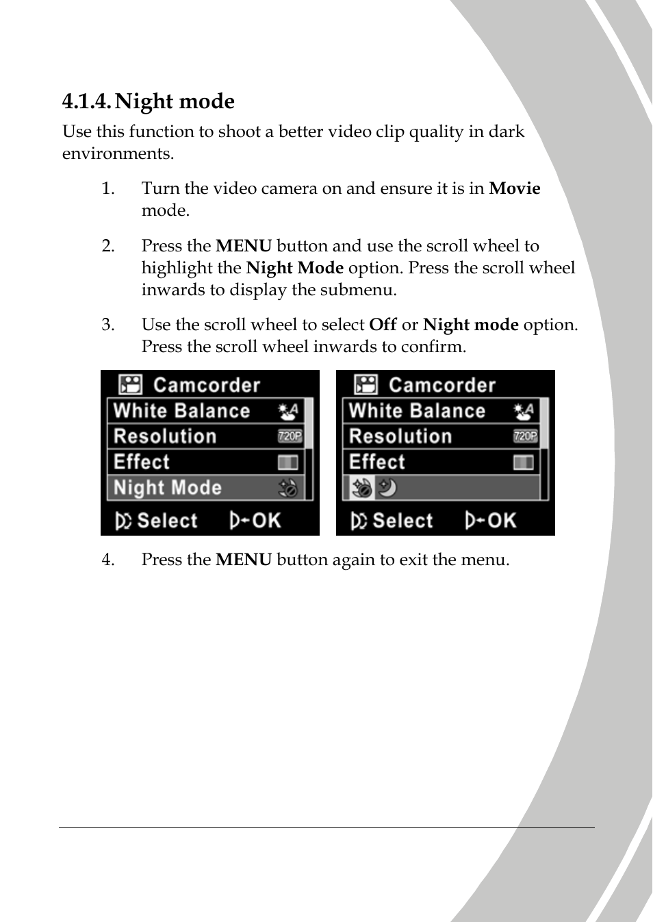 Night mode | DXG Technology DXG-517V HD User Manual | Page 51 / 84