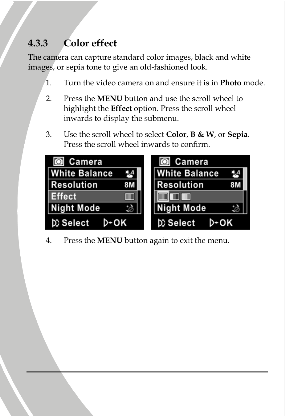 Color effect, 3 color effect | DXG Technology DXG-517V HD User Manual | Page 60 / 84