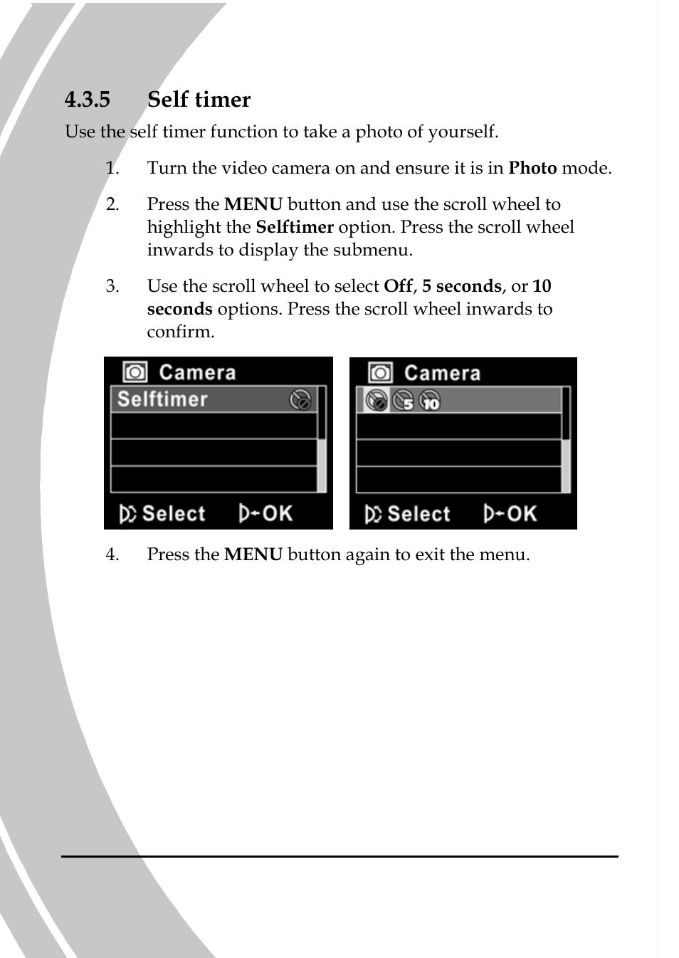 Self timer, 5 self timer | DXG Technology DXG-517V HD User Manual | Page 62 / 84