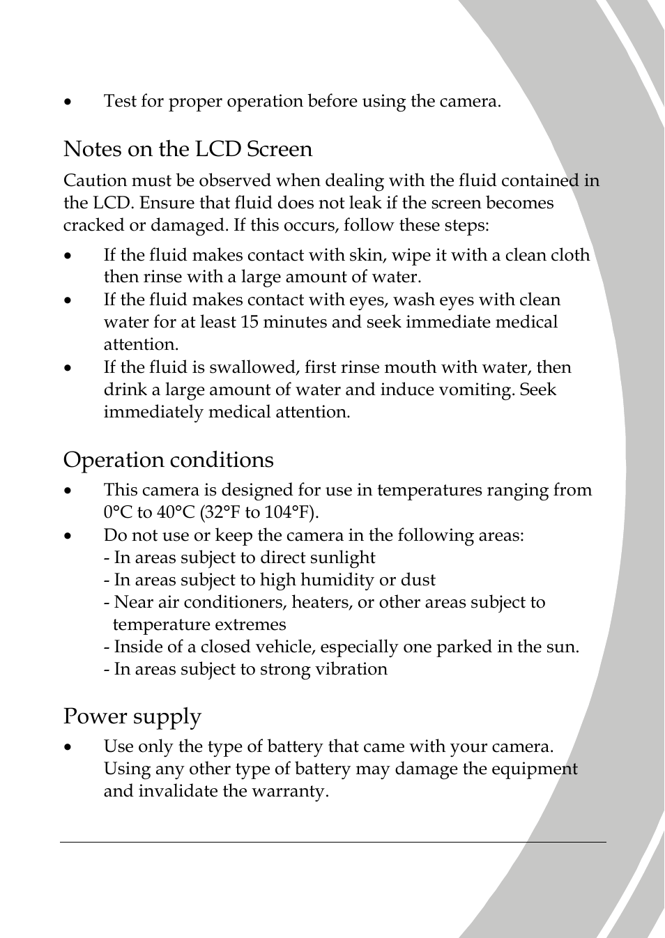 Operation conditions, Power supply | DXG Technology DXG-517V HD User Manual | Page 9 / 84