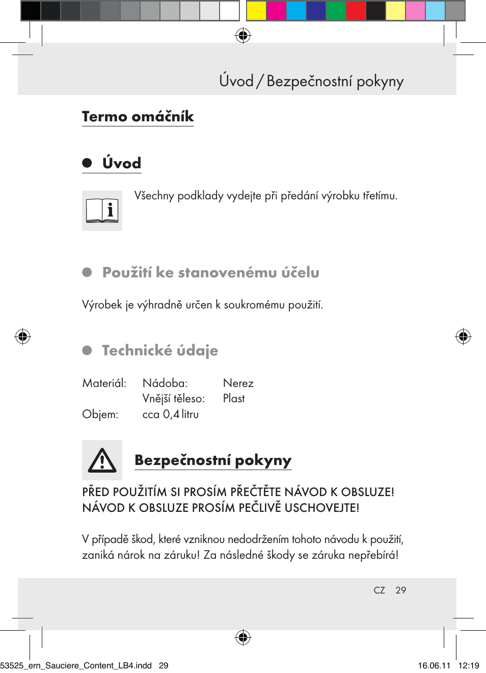 Úvod / bezpečnostní pokyny, Termo omáčník úvod, Použití ke stanovenému účelu | Technické údaje, Bezpečnostní pokyny | Ernesto Z31029 User Manual | Page 27 / 44