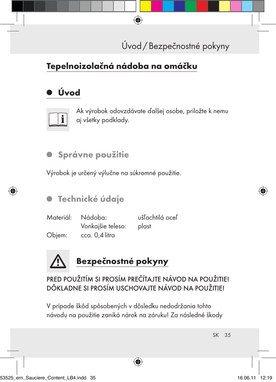 Úvod / bezpečnostné pokyny, Tepelnoizolačná nádoba na omáčku úvod, Správne použitie | Technické údaje, Bezpečnostné pokyny | Ernesto Z31029 User Manual | Page 33 / 44