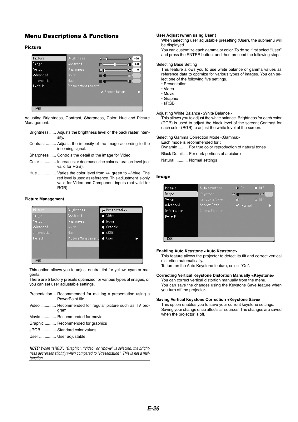 E-26 menu descriptions & functions | Dukane 8767 User Manual | Page 26 / 40