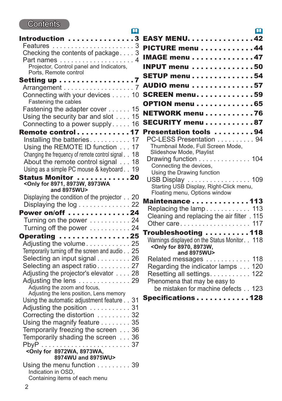 Dukane Projector 976SX User Manual | Page 2 / 128