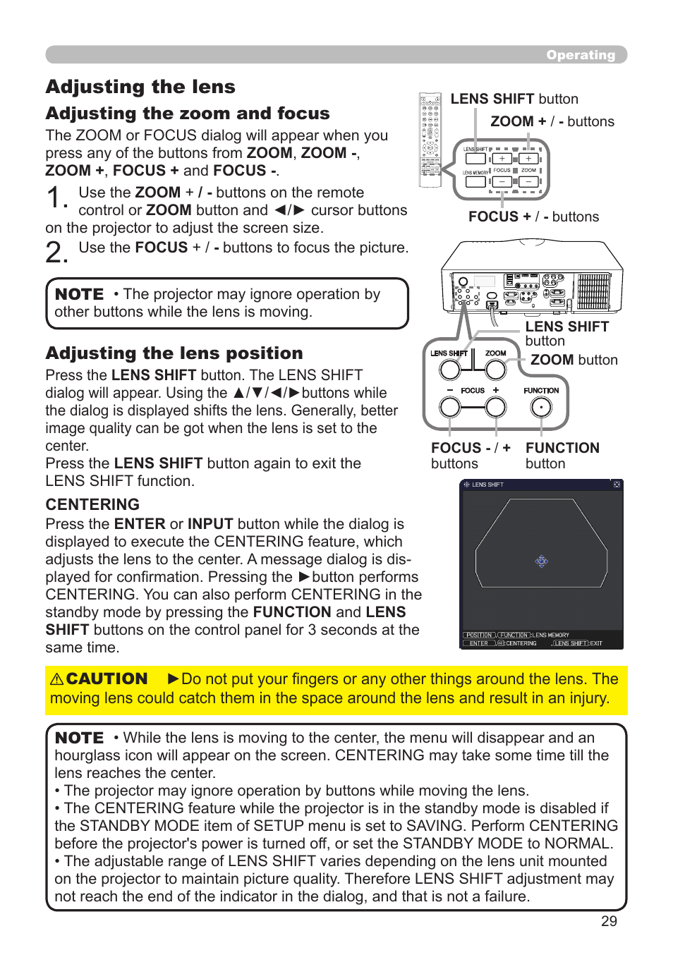 Adjusting the lens | Dukane Projector 976SX User Manual | Page 29 / 128