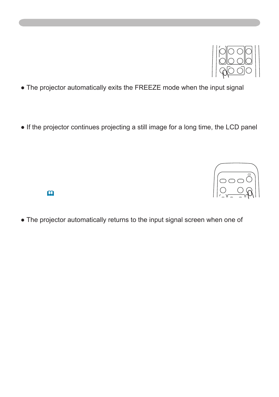 Freezing the screen, Temporarily blanking the screen, Operating | Dukane 401-8755E-01 User Manual | Page 24 / 82