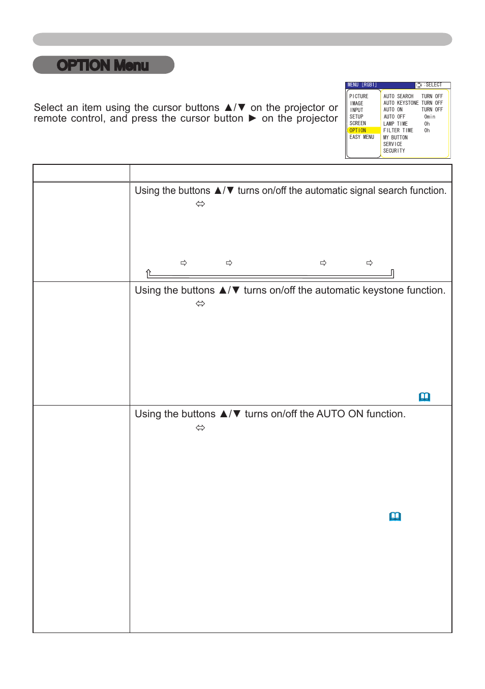 Option menu | Dukane 401-8755E-01 User Manual | Page 42 / 82