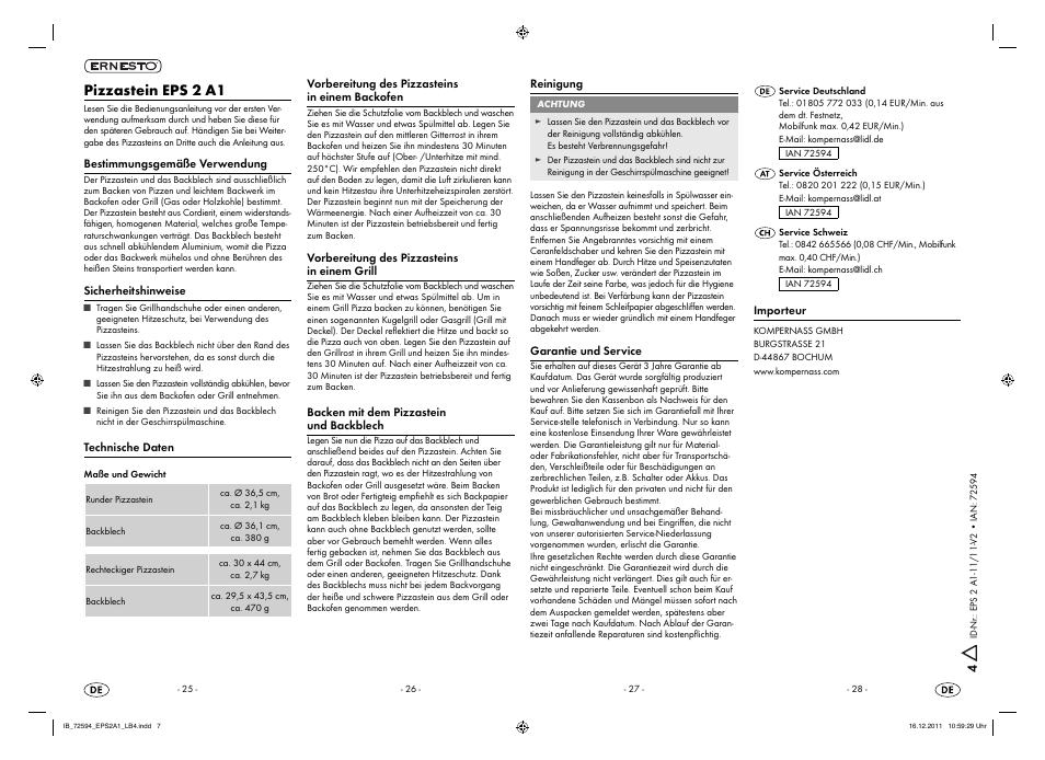 Pizzastein eps 2 a1 | Ernesto EPS 2 A1 User Manual | Page 7 / 7