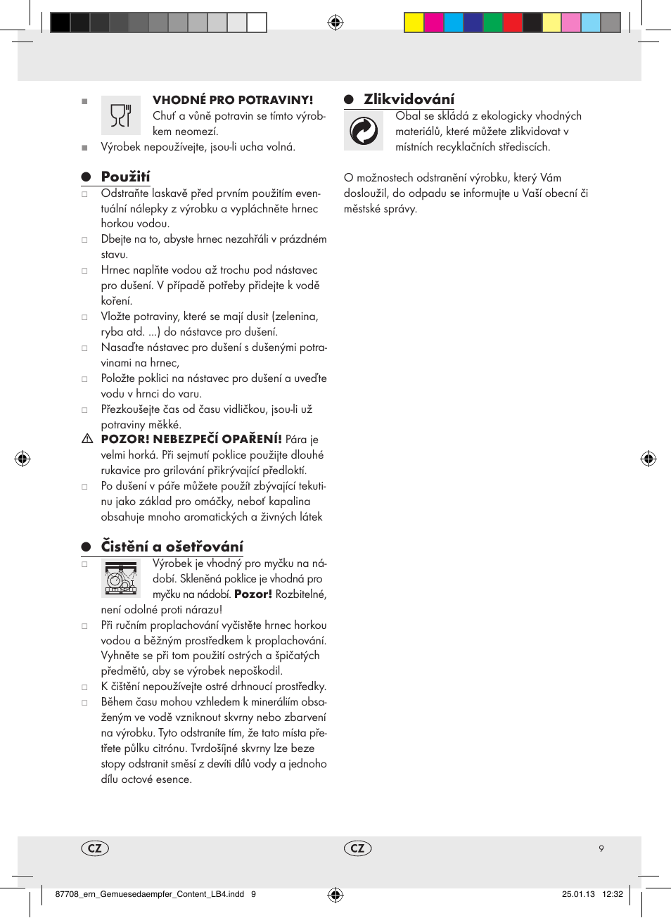 Použití, Čistění a ošetřování, Zlikvidování | Ernesto Z22733 User Manual | Page 9 / 13