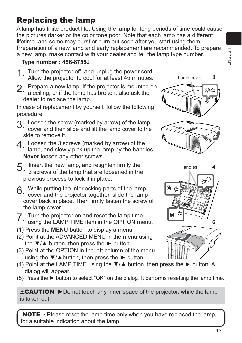 Replacing the lamp | Dukane DATA VIDEO PROJECTOR 8927HW-RJ User Manual | Page 15 / 24