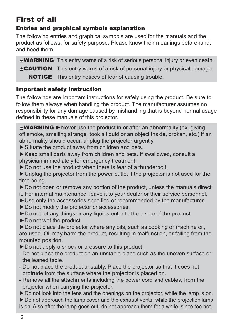 First of all | Dukane DATA VIDEO PROJECTOR 8927HW-RJ User Manual | Page 4 / 24