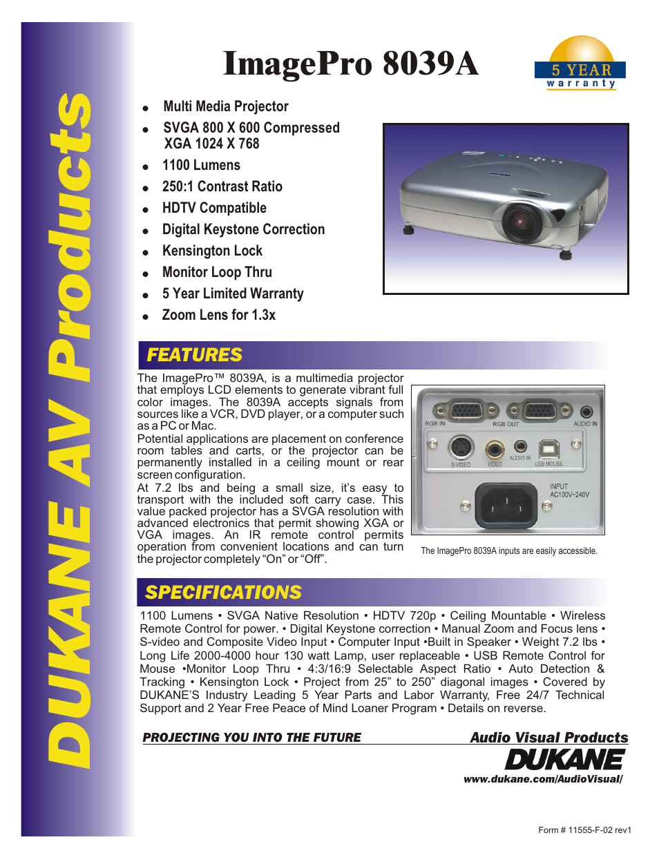 Dukane ImagePro 8038A User Manual | 2 pages