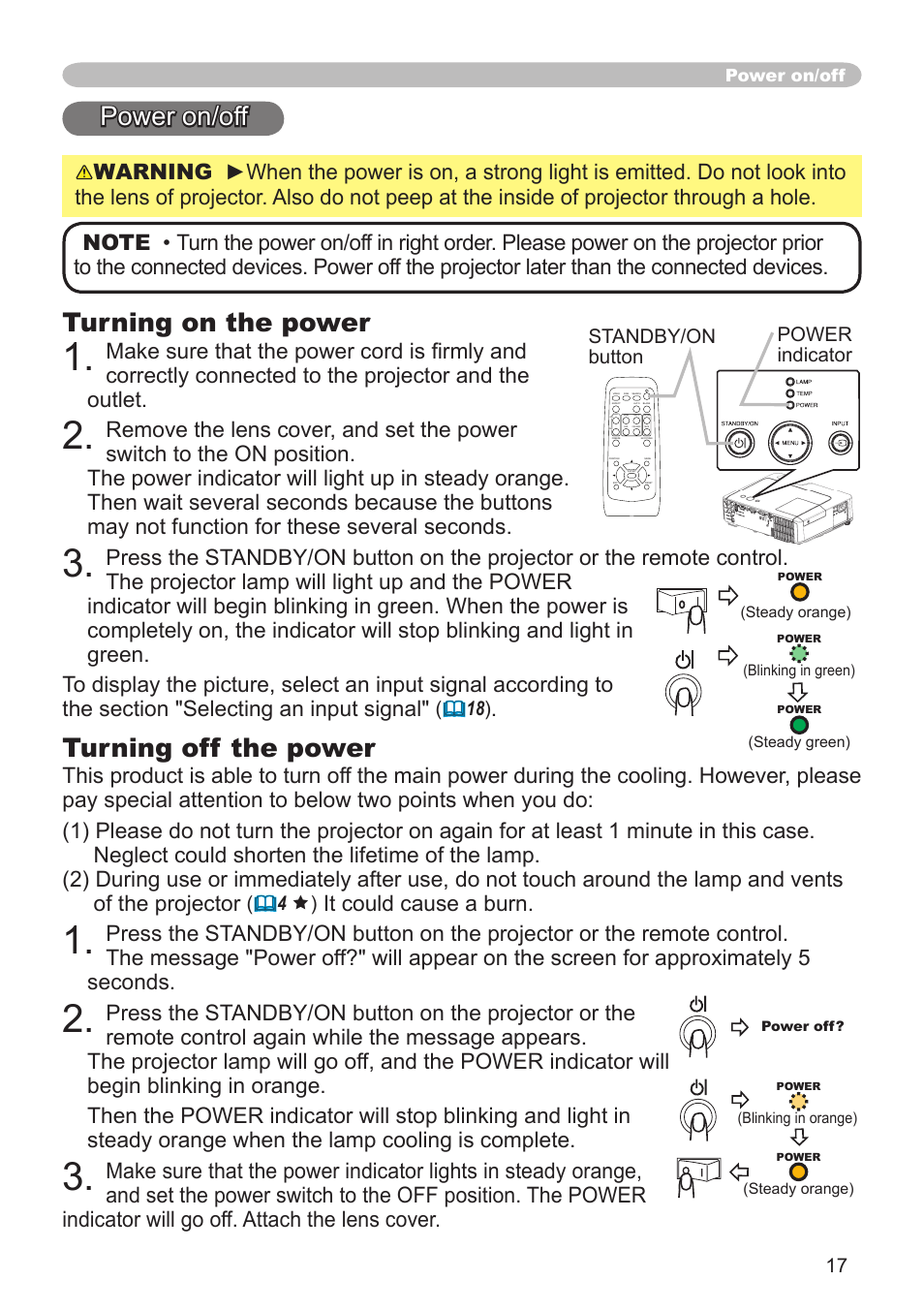 Power on/off, Turning on the power, Turning off the power | It could cause a burn | Dukane 8065 User Manual | Page 19 / 114