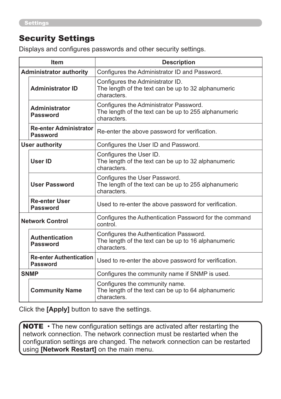 Security settings | Dukane 8065 User Manual | Page 80 / 114