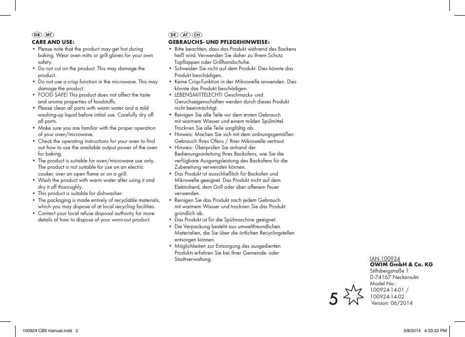 Ernesto 100924-14-01 / 100924-14-02 User Manual | Page 2 / 2