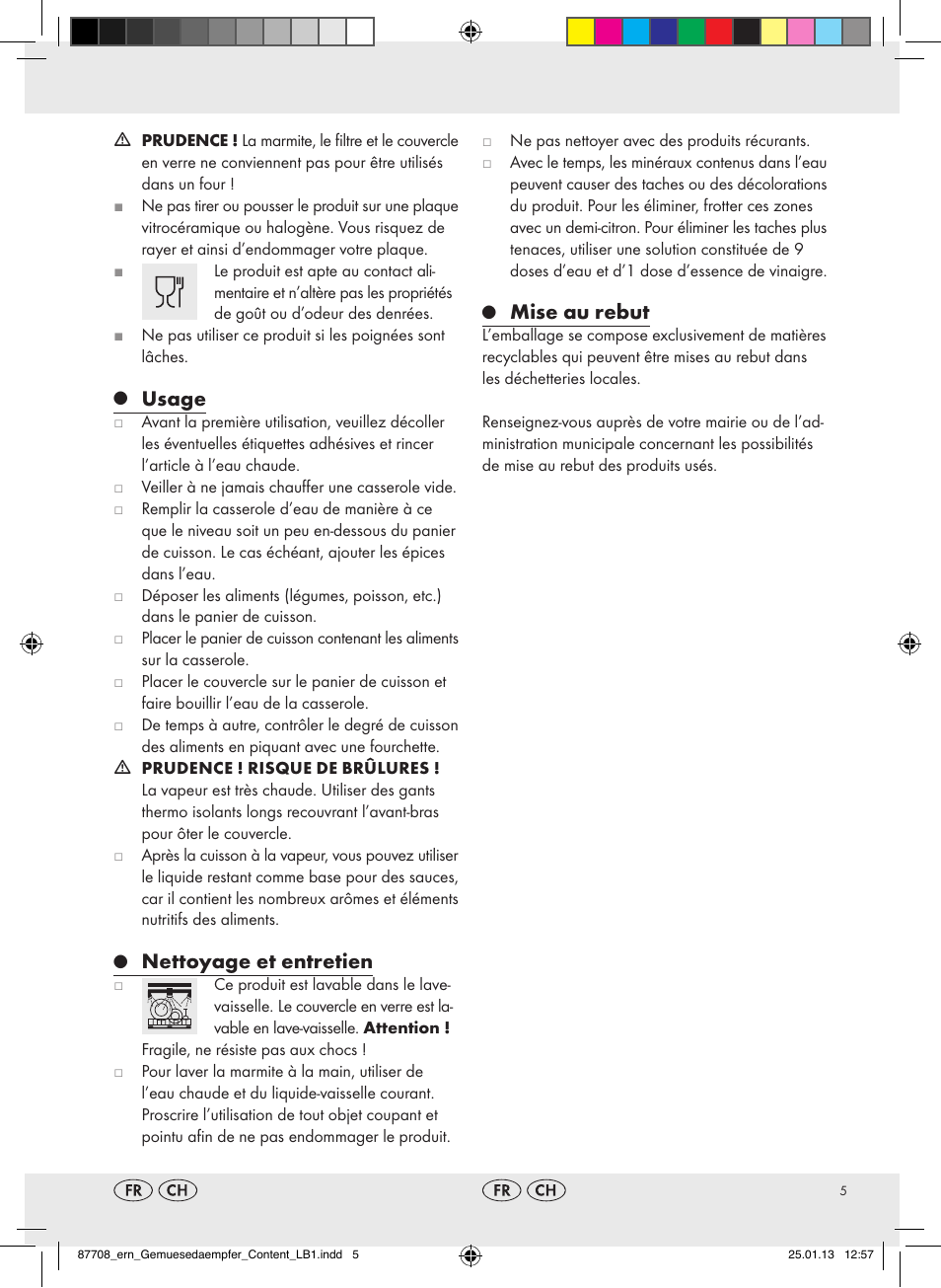 Mise au rebut, Usage, Nettoyage et entretien | Ernesto Z22733 User Manual | Page 5 / 9
