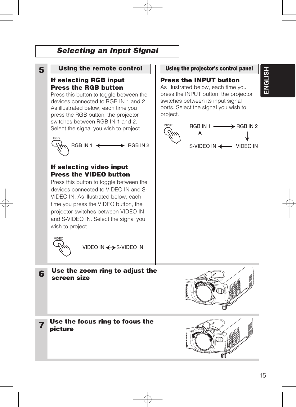 Selecting an input signal | Dukane 28A8049B User Manual | Page 17 / 54