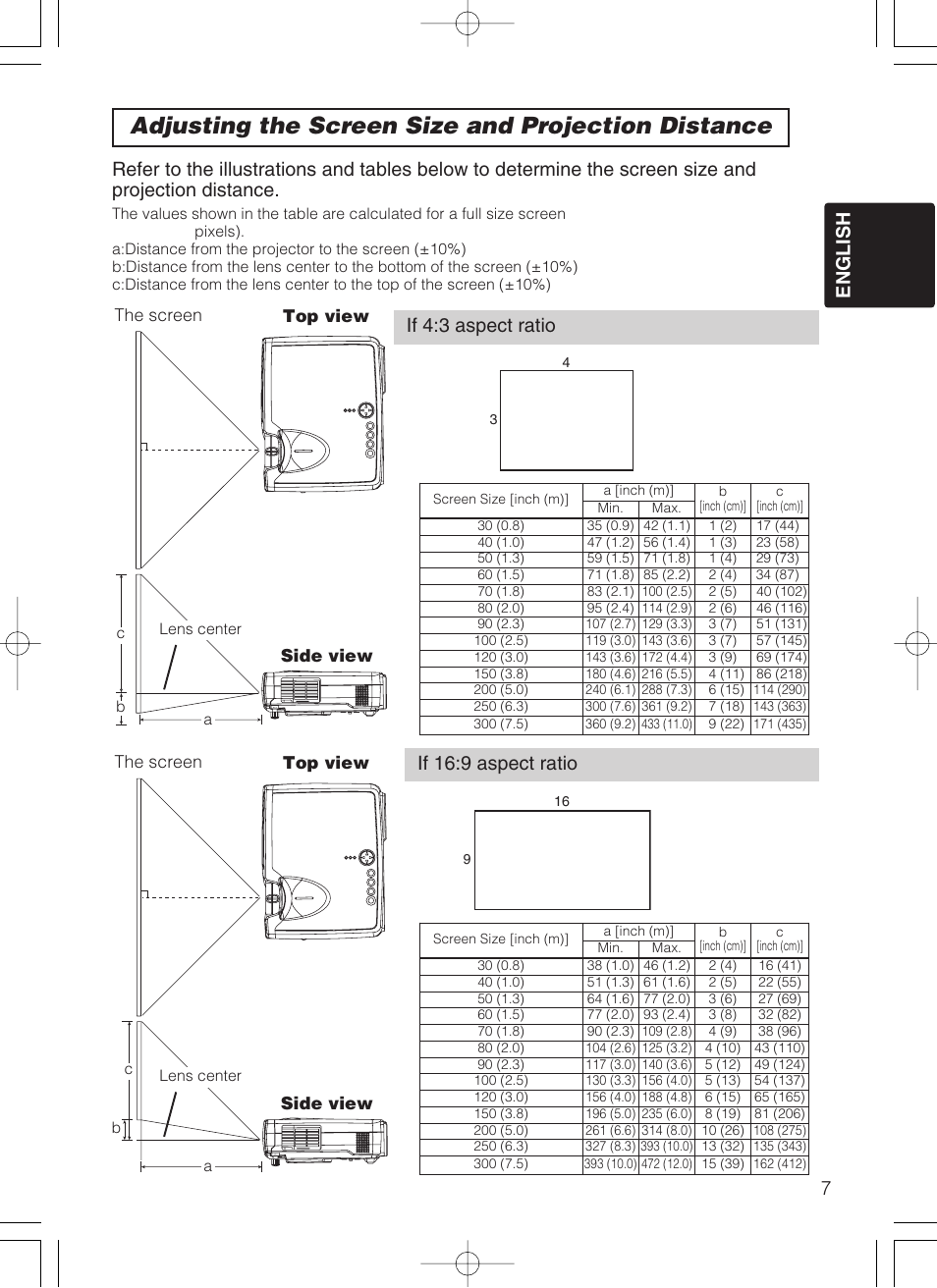 Adjusting the screen size and projection distance | Dukane 28A8049B User Manual | Page 9 / 54