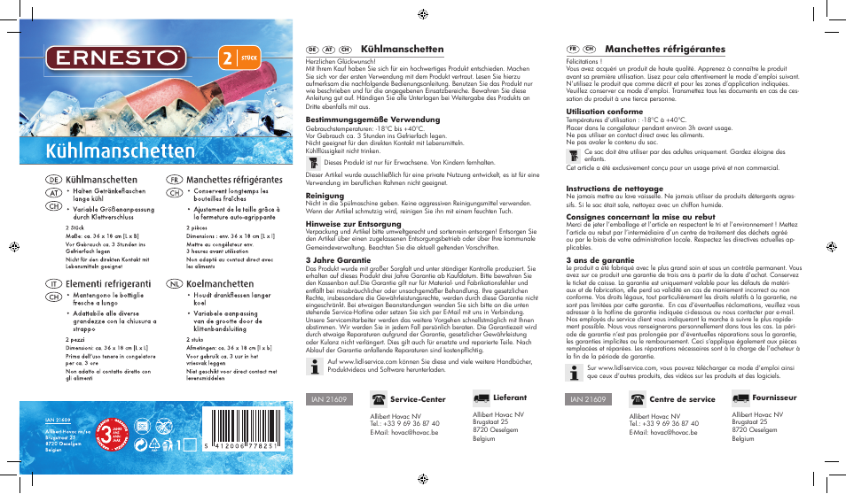 Ernesto Iced Bottle Cooler Bag / Iced Bottle Cooler Wrap User Manual | 2 pages